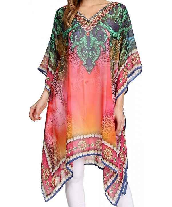 Sakkas Rhinestone Accented Multicolored Caftan