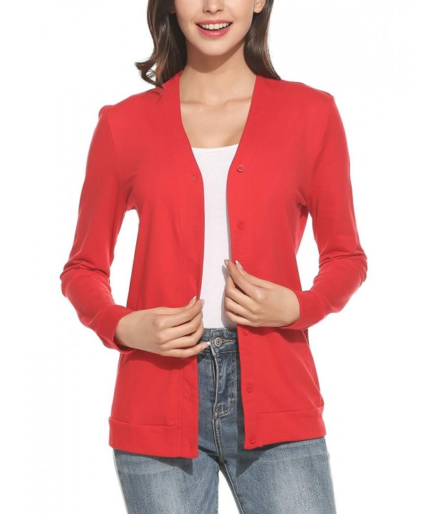 Zeagoo Womens V Neck Sleeve Cardigan