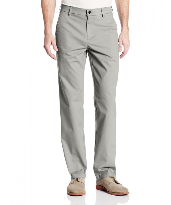 Men's Performance Cotton Slack Straight-Fit Plain-Front Pant - Ash ...