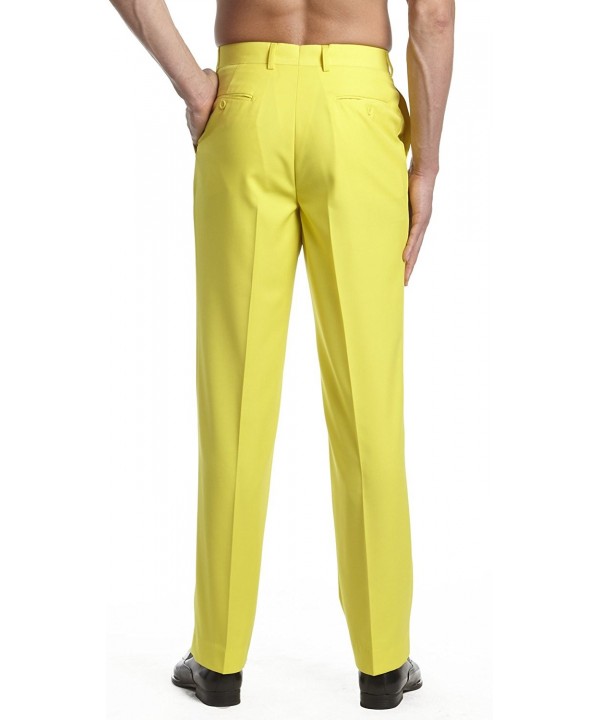 Men's Dress Pants Trousers Flat Front Slacks Solid YELLOW Color ...