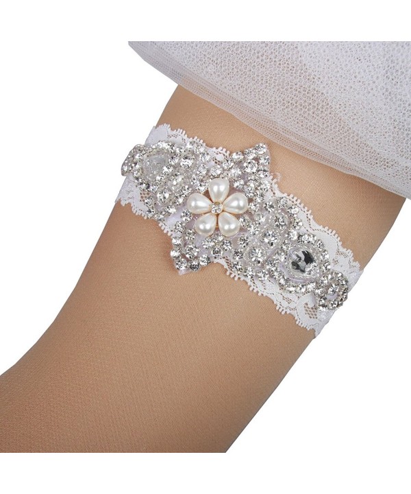 Women's Crystal Rhinestone Bridal Garters Wedding Garters - White ...