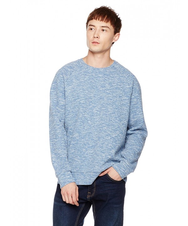 Men's Texture Mix Raglan Crewneck Sweatshirt - Blue - CB186ZCY935