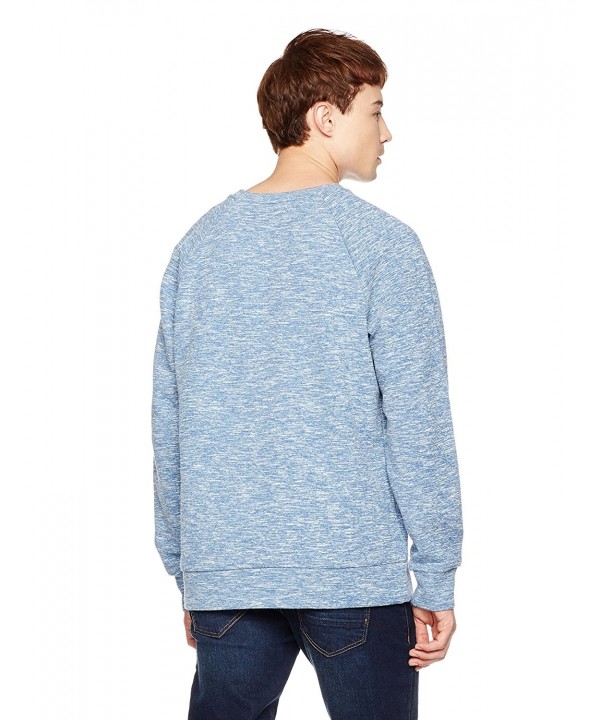Men's Texture Mix Raglan Crewneck Sweatshirt - Blue - CB186ZCY935