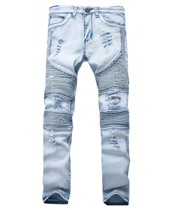 Cameinic Men Hiphop Pants Skinny Runway Distressed Slim Denim Biker ...