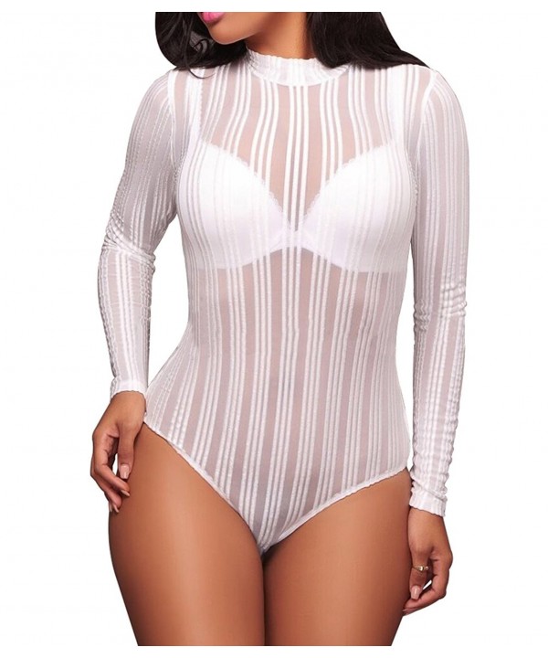 FIYOTE Sleeve Striped Bodysuit Clubwear