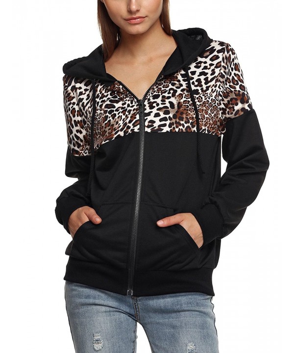 Leopard Stitching Sweatshirt Hooded Pullover