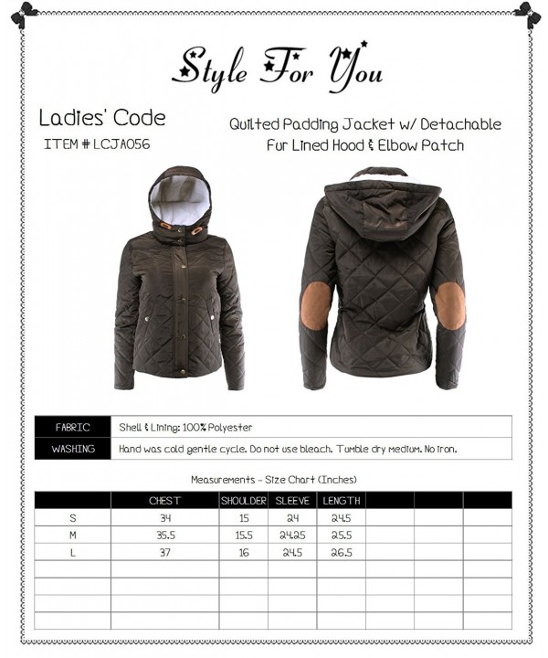 Ladies' Code Women's Quilted Padding Jacket w/Detachable Fur Lined Hood ...