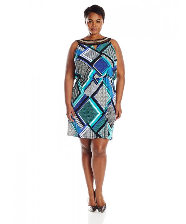 Sandra Darren Plus Size Embellished Printed