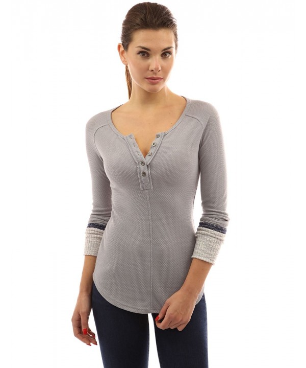 PattyBoutik Womens Textured Henley Raglan