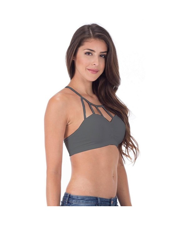 Ideas Strappy Caged Bralette Charcoal