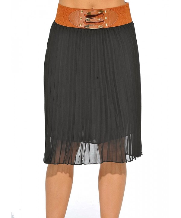 1741 BLACK L Just Love Skirts Pleated