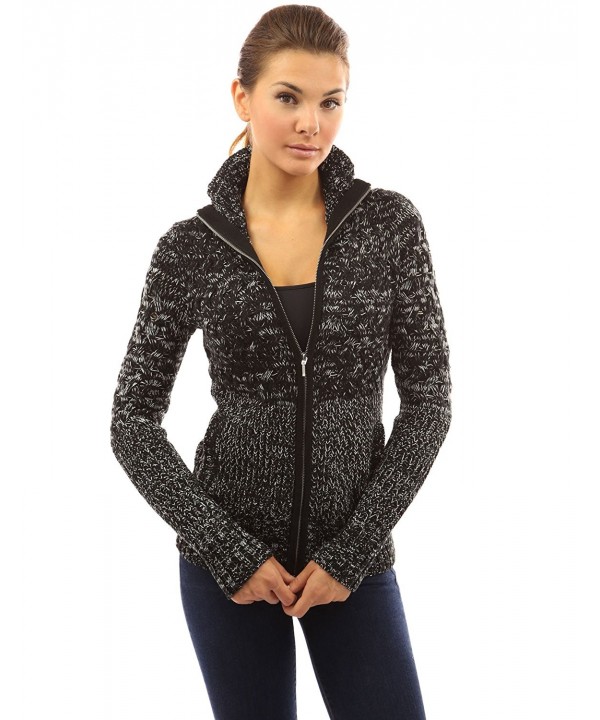 PattyBoutik Womens Marled Cardigan Black