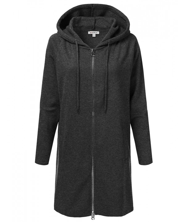 Doublju Oversized Longline Zip Up Charcoal