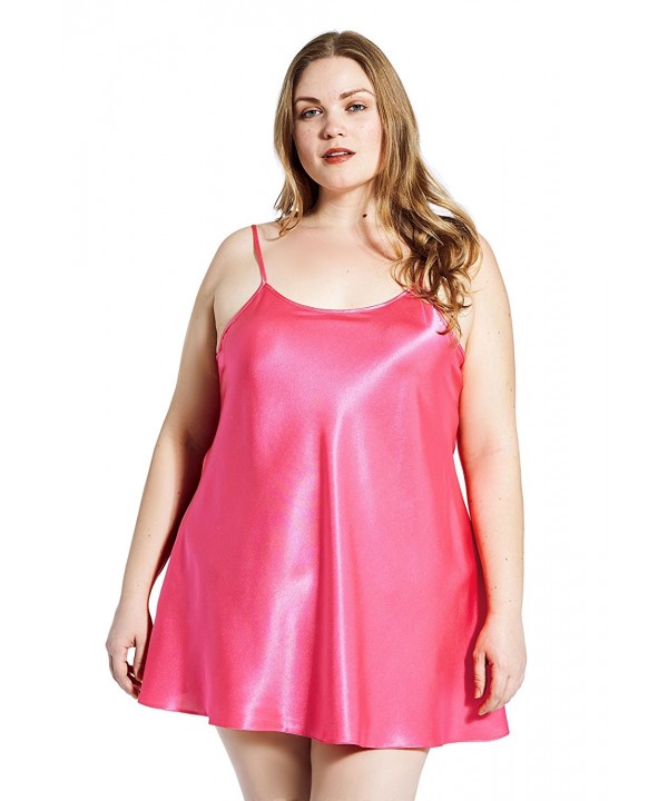 Jovannie Satin Chemise Plus Fuchsia