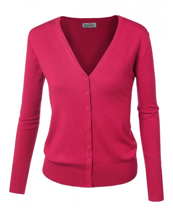 BIADANI Button Cardigan Sweater Magenta