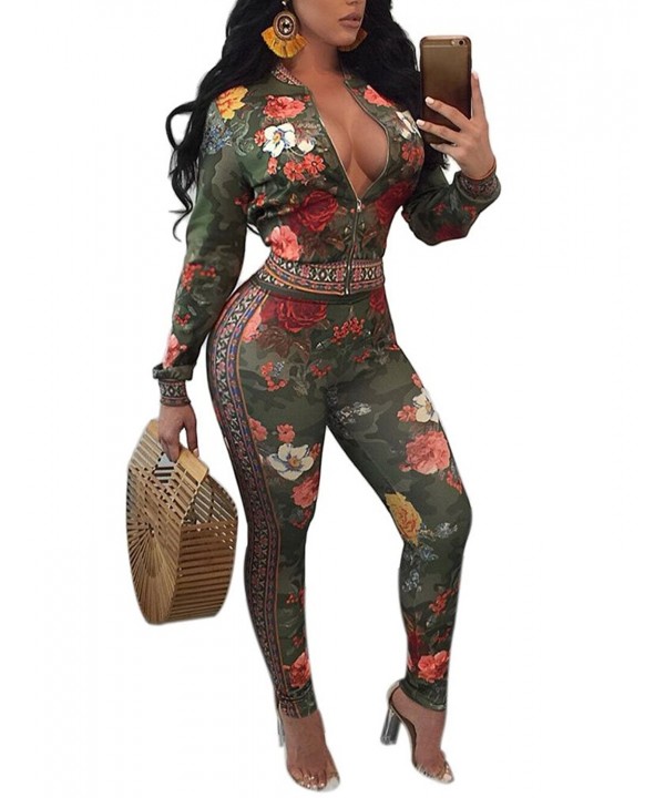 Womens Floral Outfits Jacket Sweatsuits