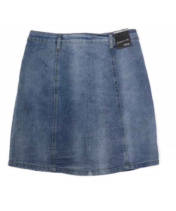 Ko Ko Ailis Womens Stretch Denim Button flare Skirt With Side Pocket ...