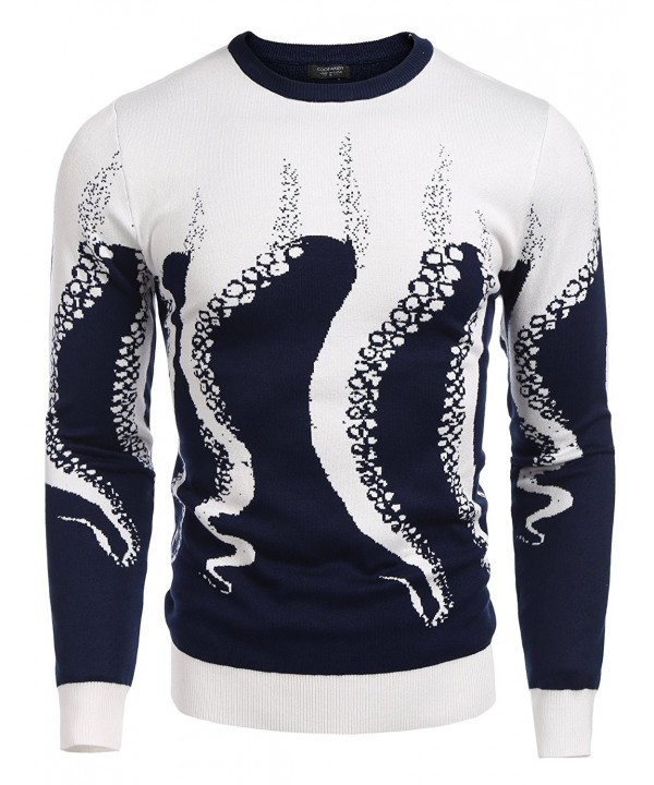 COOFANDY Octopus Crew Neck Pullover Sweater