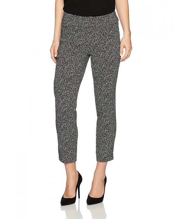 Women's Petite Pull-on Double Faced Tweed Jacquard Ankle Pant - Black ...