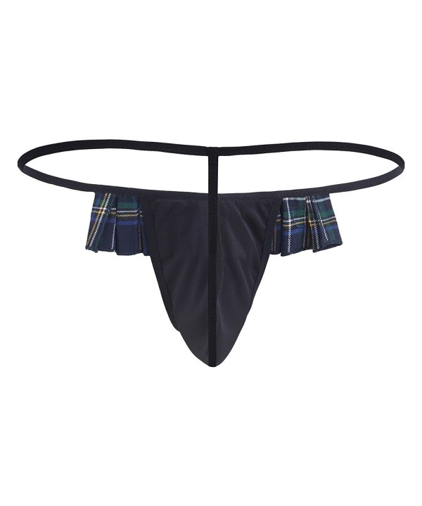 Mens Mini G-string Thong Plaid Crossdress Lingerie Panties - Black ...