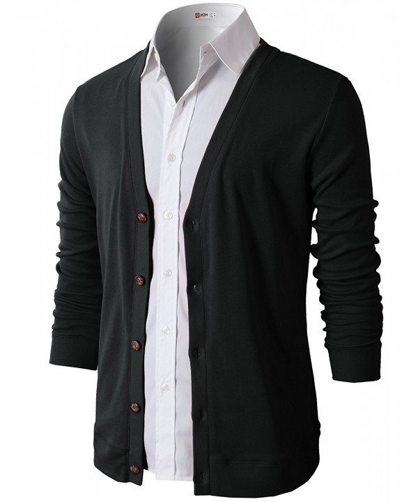 Mens Casual Slim Fit Basic Designed Long Sleeve Button Down V-Neck ...