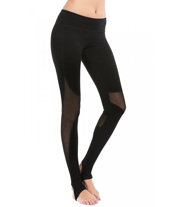 Stirrup Leggings See Through YA4007 Black 4 - Black-mesh Stirrup ...