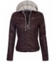 KOGMO Womens Leather Casual Hoodie S Maroon_Burgundy