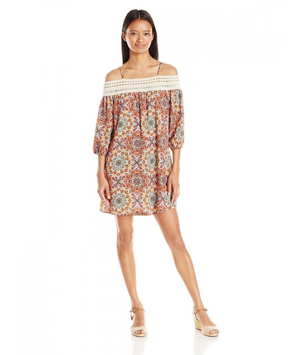 Trixxi Womens Printed Shoulder Dress