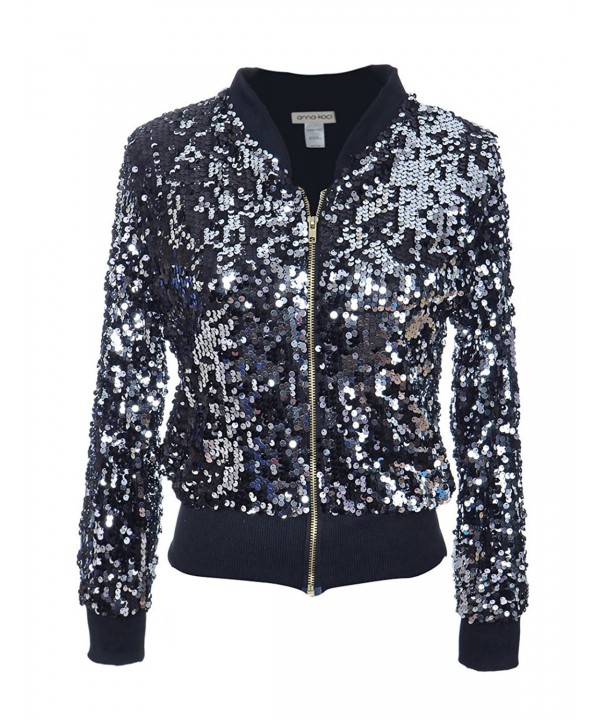 Anna Kaci Womens Sequin Sleeve Jacket