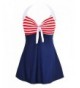 JOYMODE Vintage Monokinis Swimsuit Blue White