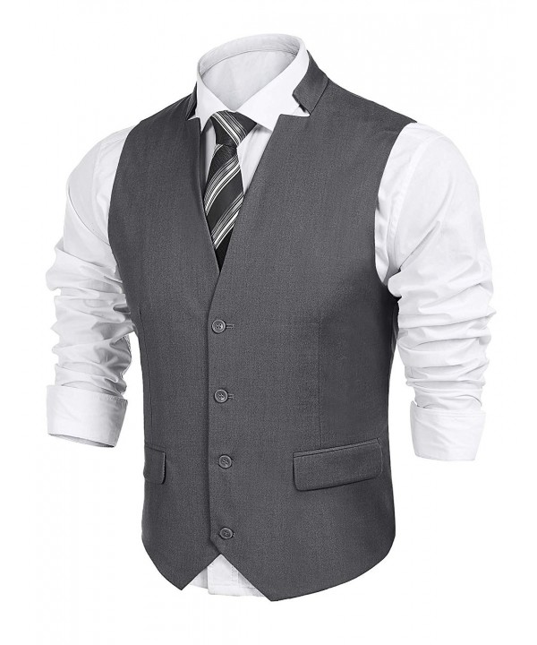 Men's V-neck Sleeveless Slim Fit Vest-Jacket Business Suit Dress Vest ...