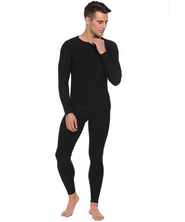 Mens Long Sleeve Solid Slim Sleepwear Thermal Underwear Fleece Lined ...