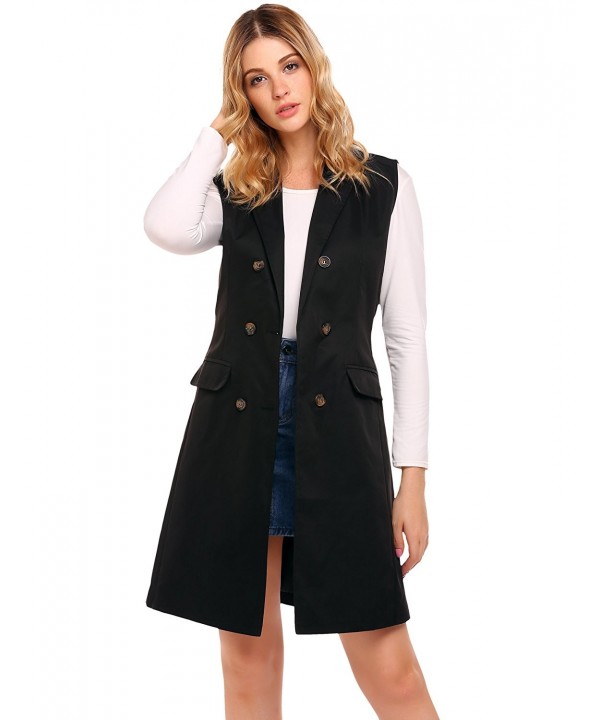 Zeagoo Womens Sleeveless Double Breasted Blazer