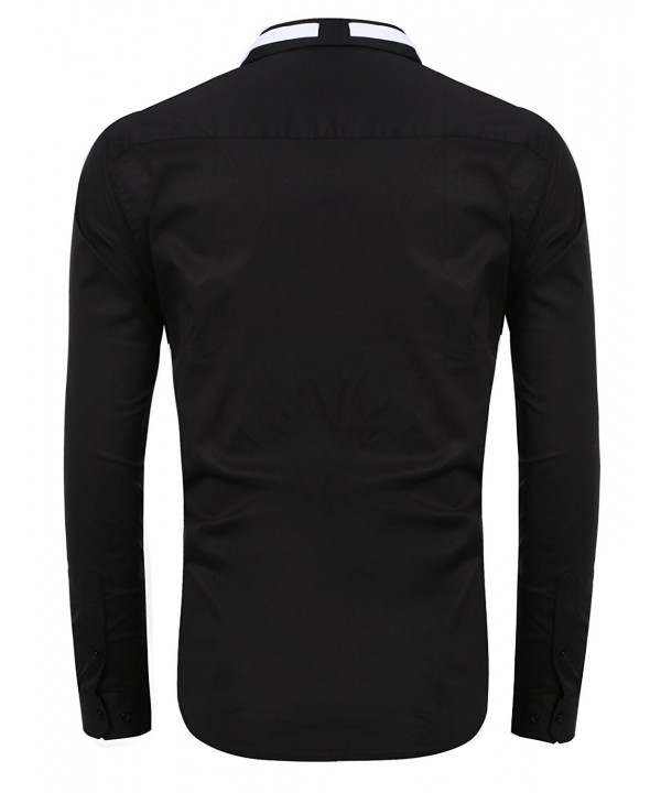 Men's Clubwear Elegant Button Down Shirts With Ribbon Tie - Black ...