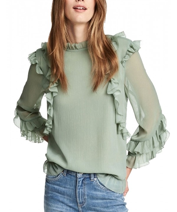 HaoDuoYi Ruffles Sleeves Chiffon Blouses