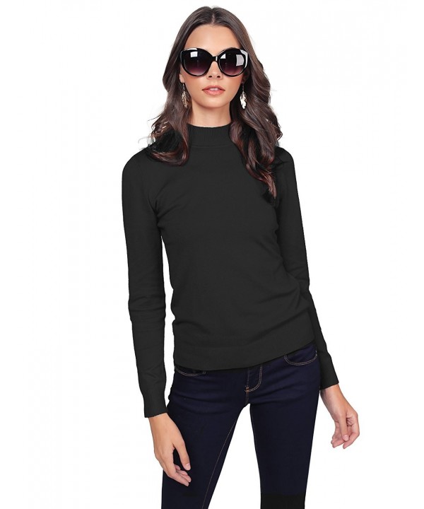 Women's Mock Turtle Neck Long Sleeve Knit Top Sweater - Awoswl0138 ...