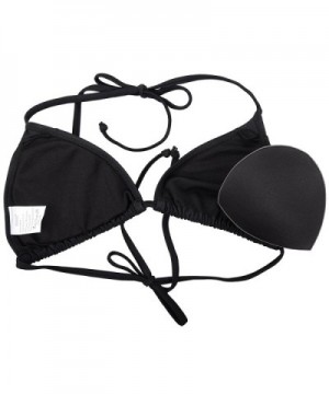 Halter Triangle Padded Top Bikini Set Swimwear Swimsuit - Black ...