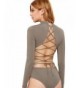 DIDK Womens Sleeve Bodysuit Taupe
