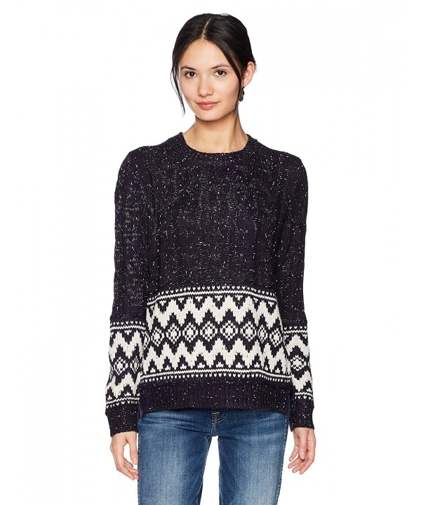 Women's Tribal Pattern Sweater Top - Navy Multi - CX1854YKQ4G