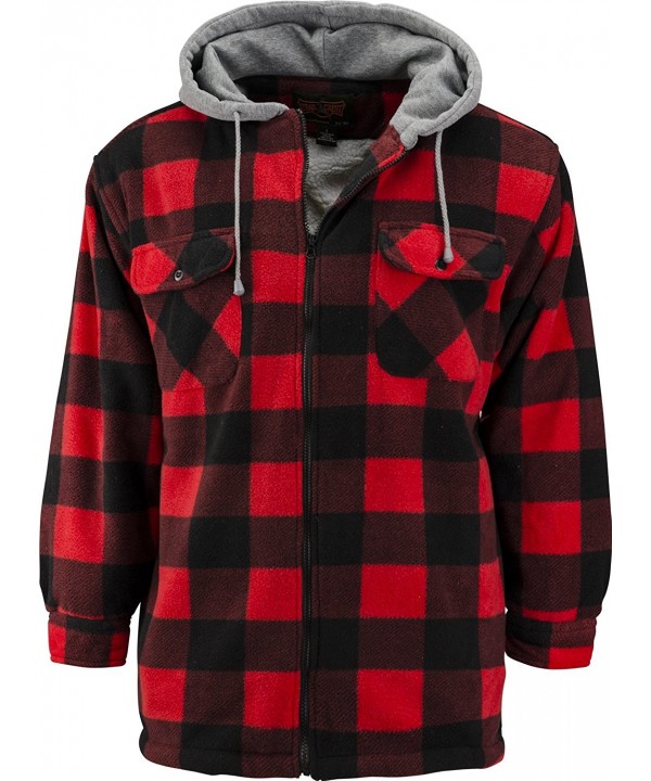 Mens Buffalo Plaid Classic Sherpa Lined Zip Up Hooded Shirt Jacket ...