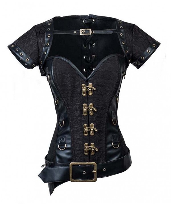 Charmian Steampunk Brocade Leather Overbust