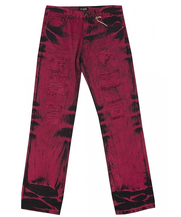 mens red distressed jeans