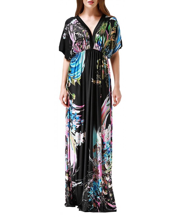 Women' Beach Dress Wrap Maxi Dress Boho Printed Plus Size - Black5017 ...