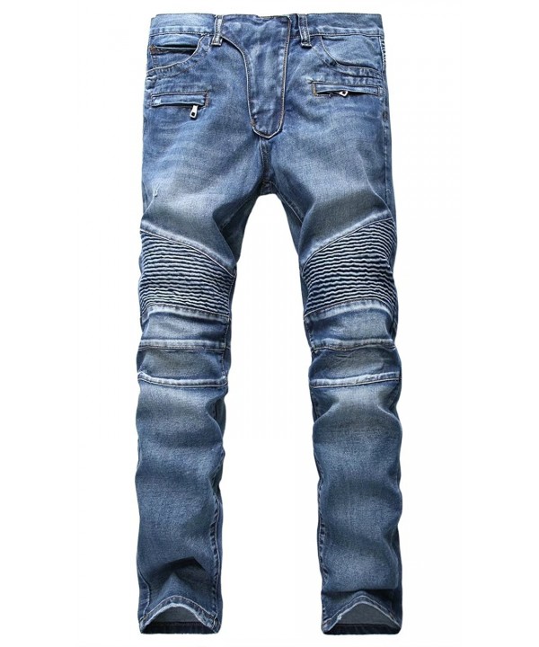 Straight Tapered Biker Jeans Pants