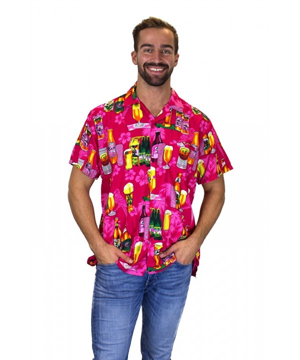 Funky Hawaiian Shirt Beerbottle pink