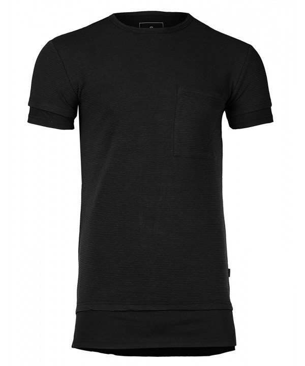 Men's Solid Relaxed Fit Longline Ribbed Short Sleeve Crewneck T-Shirt ...