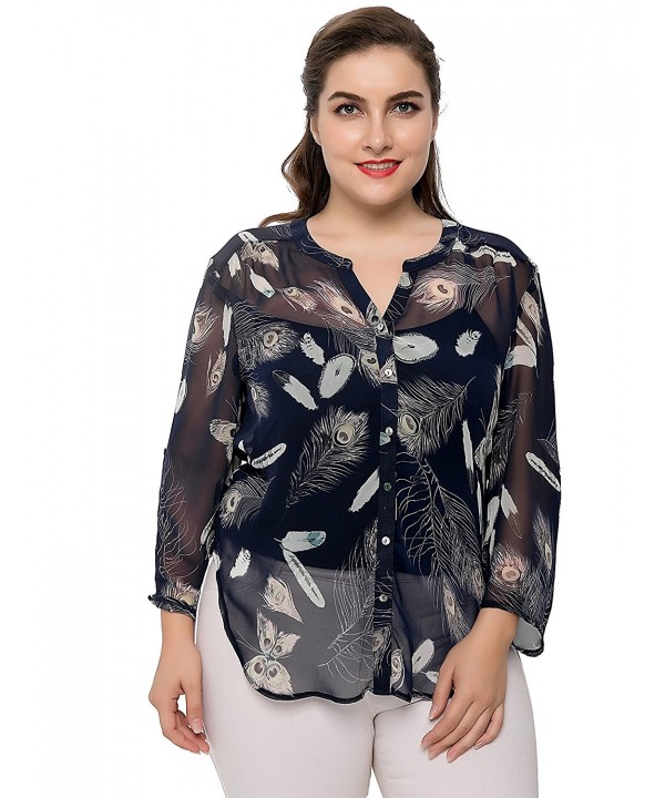 Chicwe Womens Sleeves Feather Printed