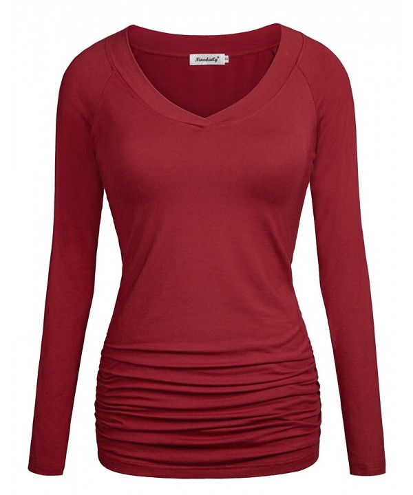 Ninedaily Ruched Raglan Sleeve Redwine