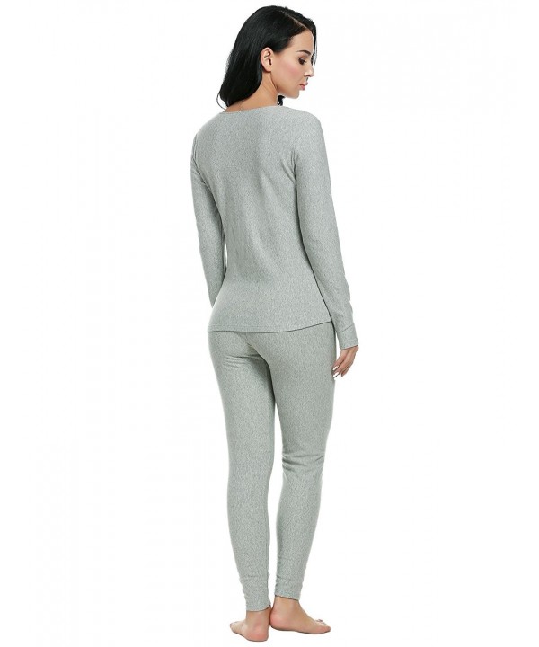 Women's Long Thermal Underwear Fleece Lined Winter Base Layering Set - Gray  - CY127E4QYQZ