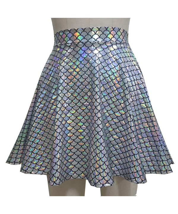 Summer Holographic Mermaid Waisted Skater